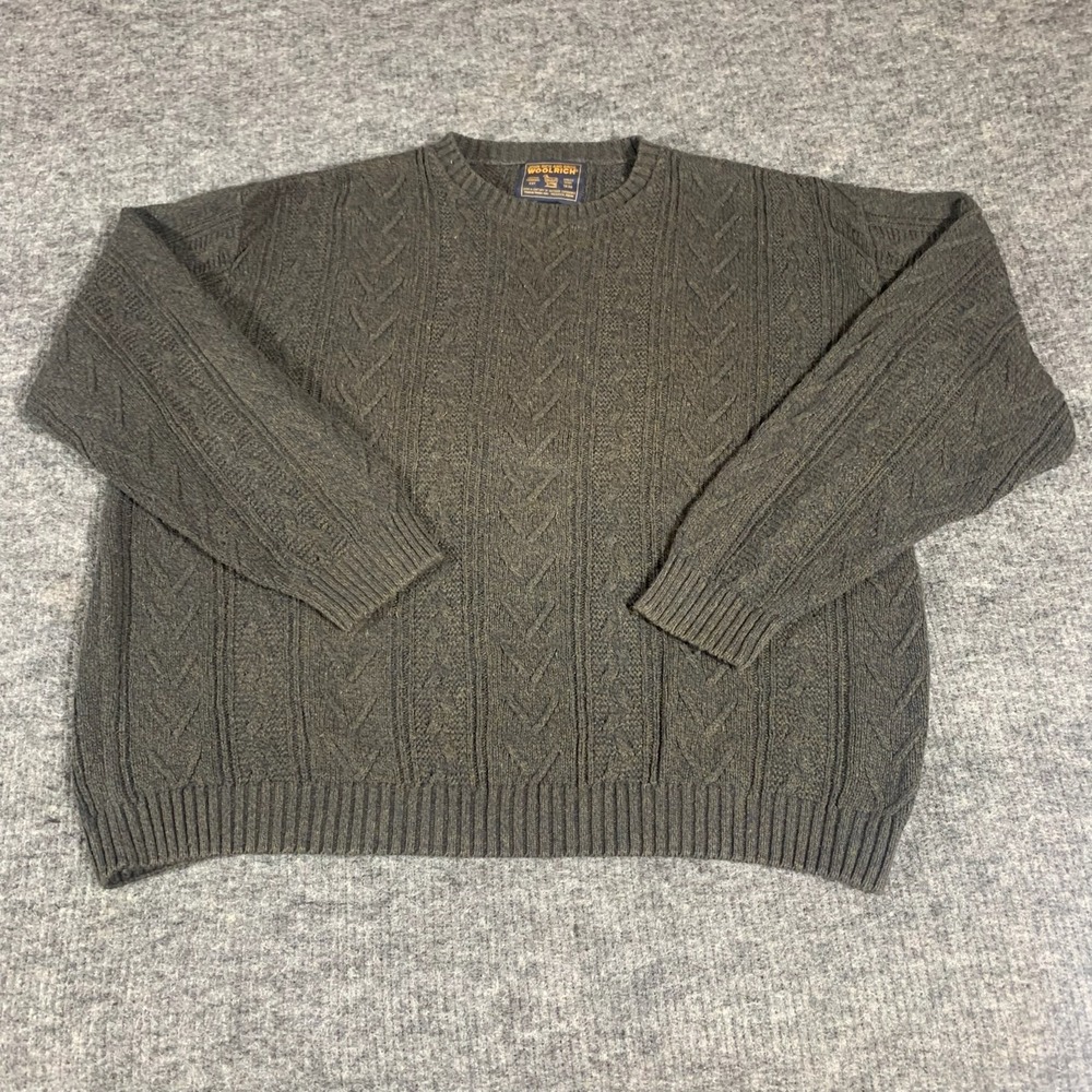 VTG Woolrich Sweater Mens 2XL Grau Cable Knit Pullover Cotton Blend Outdoors USA